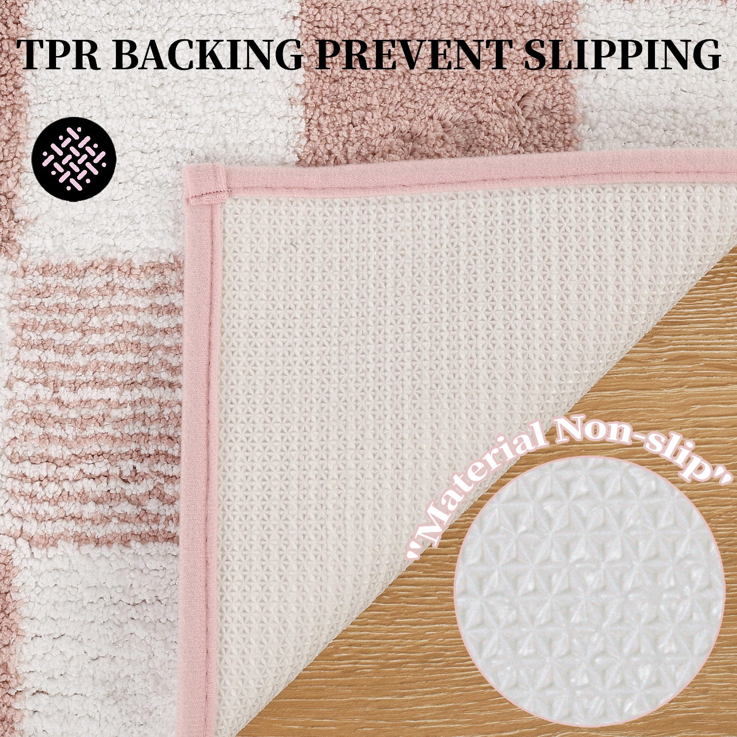 Bathroom Rugs, Yamaziot Checkered Bath Rugs Set 3, Non Slip Absorbent Bathroom Runner with Toilet Cover Mat, Washable Extra Soft Microfiber Floor Carpet