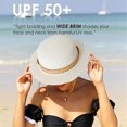 thumbnail image 4 of Sombrero de paja plano para mujer, sombrero de playa con protector solar de verano, decoración de cinturón, 56-58cm de circunferencia, 4 of 5