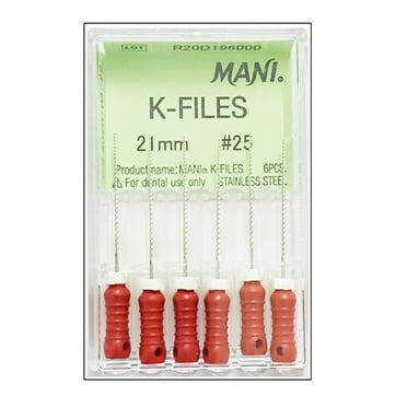 Mani MK2125 K-Files Endodontic Files 21mm #25 Stainless Steel 6/Bx