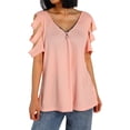 thumbnail image 2 of Wangscanis Women T-shirt, Leopard Printed Pattern Short Sleeve V-neck Tops, 2 of 9