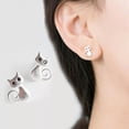 thumbnail image 2 of EOEMY Fashion 925 Silver Plated Cat Animals Earrings Ear Stud Women Party Jewelry Gift, 2 of 6