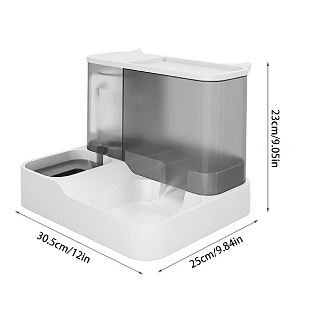 Fmbmuo Non-Slip Dog Bowls Plastic Automatic Feeder Cat Bowls, Minimalist Gray Portable Multi-Pet Pet Bowls, Suitable for Small Medium Pet