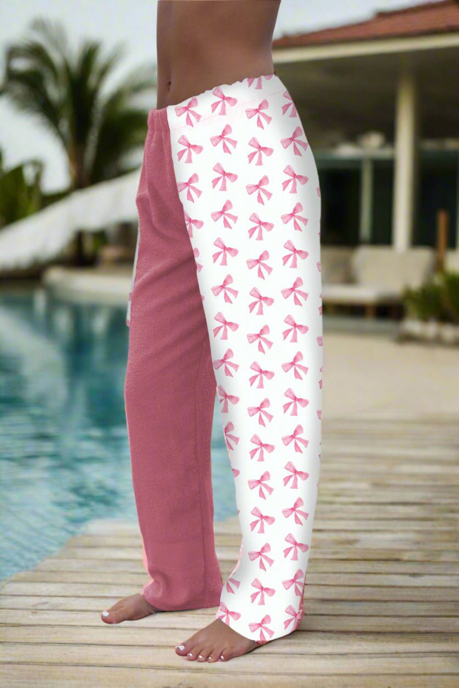 Towel Pants for Swimmers – IN STOCK Fast Shipping - Beach Coverup – Swim wear - Pink Bows