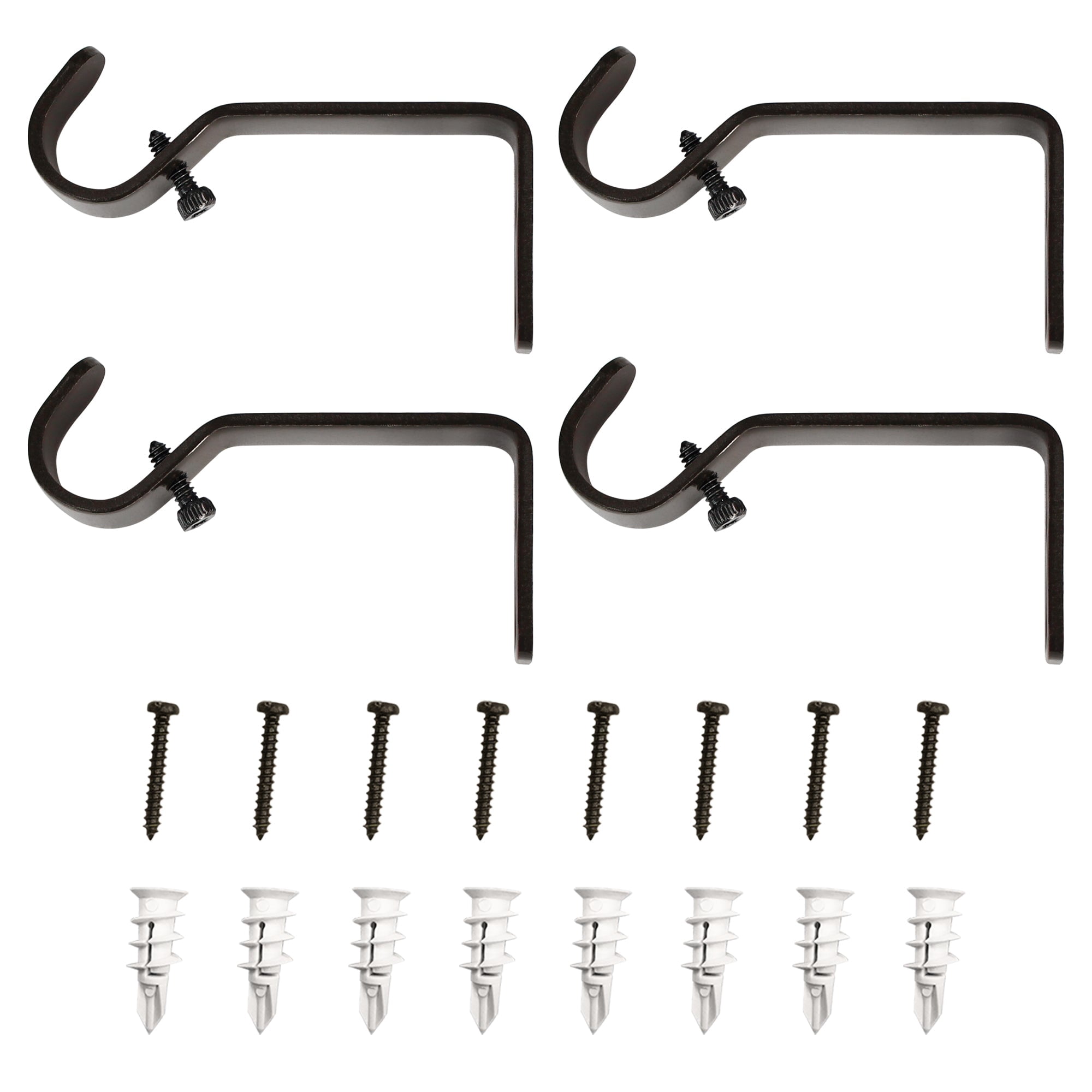 Lumi Home Furnishings Non-Adjustable Single Curtain Rod Brackets 3/4 in. (4-Piece)