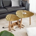 thumbnail image 2 of Set of 2 Triangle End Table Abstract Feather Gold Lines Background Feathers Set of 2 Side Tables End Tables, Nesting Tables for Living Room, 2 of 5