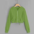 thumbnail image 3 of Womens Cute Workout Cropped Zip Up Drawstring Hoodie Sweatshirt Jacket,Women's Casual Full Zip Crop Top Hoodie Sweatshirt Jacket,Womens Cropped Hoodies Zipper Jackets Sweatshirts Tops, 3 of 5