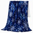 thumbnail image 2 of Intricate Snowflakes And Stars Across Deep Blue Swirls for Winter Art Enthusiasts, Magical Illustration Home Decor for Living Room and Bedroom, Christmas Gift with Cozy Flannel Blanket, 2 of 9