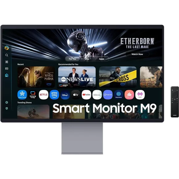 SAMSUNG 32" 4K QD-OLED M9 Series Gaming Monitor with 165 Hz, 0.03 ms Response time, Smart TV Apps, 4k Built-in Camera, Samsung Vison AI, LS32FM900SNXZA, Silver