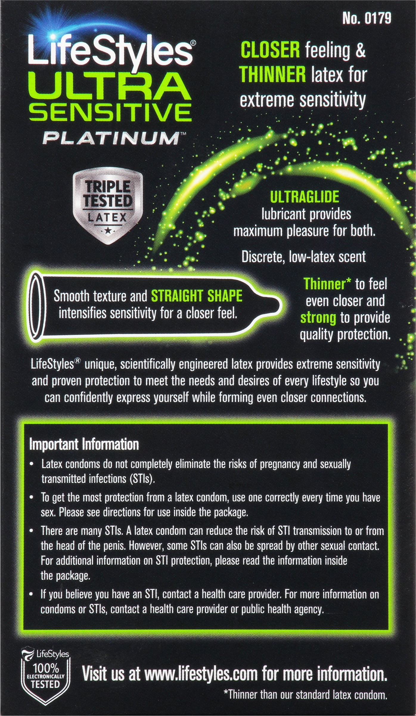 Lifestyles Ultra Sensitive Platinum Latex Condoms, 12 Count