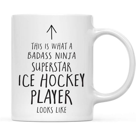 

CTDream Funny 11oz. Ceramic Coffee Tea Mug Gift This is What a Badass Ninja Superstar Ice Hockey Player Looks Like 1-Pack Birthday Christmas Gift Ideas Coworker