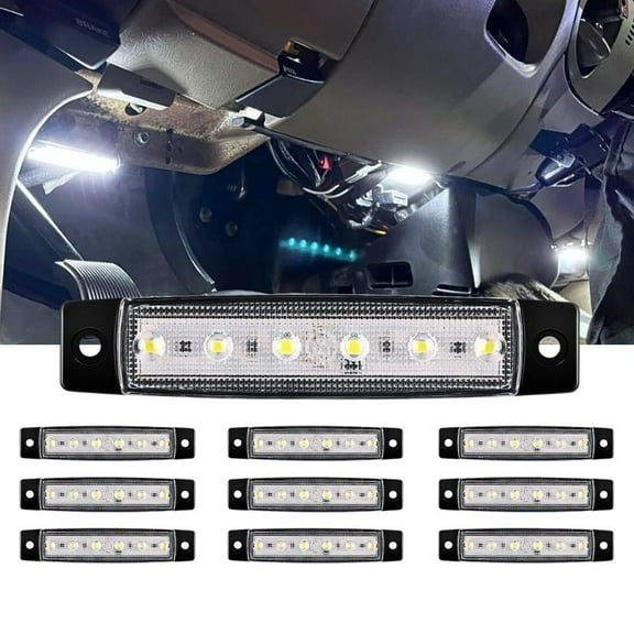 Nilight 10Pcs 3.8” 6Led White Led Indicator Light Truck Camper Side Marker Light Marine Boat Stern Light Yacht Kayak Sailboat Trailer Bus RV Clearance Light 12V DC