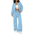 thumbnail image 2 of Women'S 2 Piece Outfits Sweatsuit Zip Up Long Sleeve Sweatshirt with Wide Leg Sweatpants XL, 2 of 8