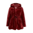 thumbnail image 4 of UTSJKR Women's Faux Fur Hooded Coat Hooded Winter Warm Jacket Elegant Solid Long Sleeve Plush Outerwear Fluffy Overcoat Red S, 4 of 6