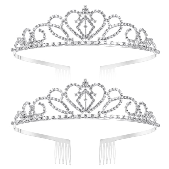 UKCOCO Adult Crowns And Tiaras Bridal Tiara Rhinestone Crown 2Pcs