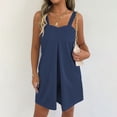 thumbnail image 2 of Daiosportswear Women's Solid Wide Strap Sleeveless Side Pocket Relaxed Fit Summer Beach Short Jumpsuit Navy XS(XS), 2 of 9