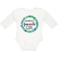thumbnail image 3 of Inktastic Grandpa's Favorite Girl Blue Flower Wreath Girls Long Sleeve Baby Bodysuit, 3 of 5