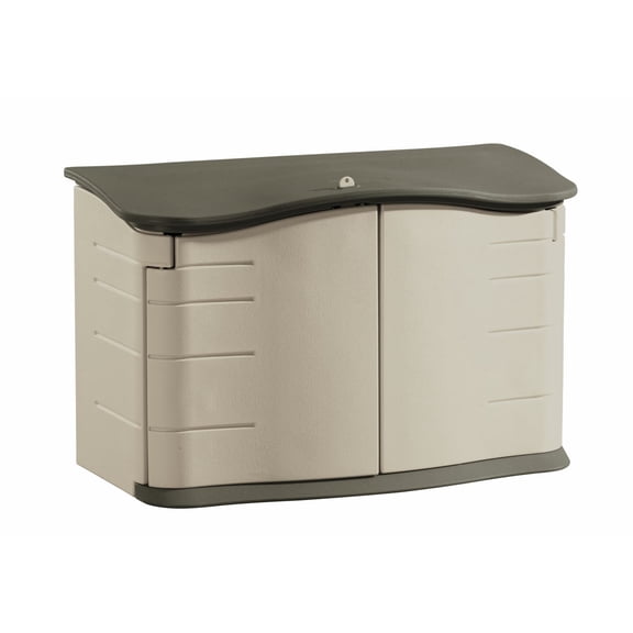 Rubbermaid Horizontal Outdoor Resin Storage Shed, Olive & Sandstone