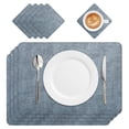 thumbnail image 1 of 4Pcs Leather Placemats with Coasters Rectangle Dual-Sided Unique PU Table Mats Heat Resistant Placemats for Dining 12" x 18", 1 of 8