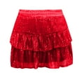 thumbnail image 4 of RUTAYY Sequin Skirt Women Glitter Cute High Waist Ruffle Flowy Shiny Glitter Mini Skirts For Night Out Club Party Solid Color Flowy Swing Skirts, 4 of 5