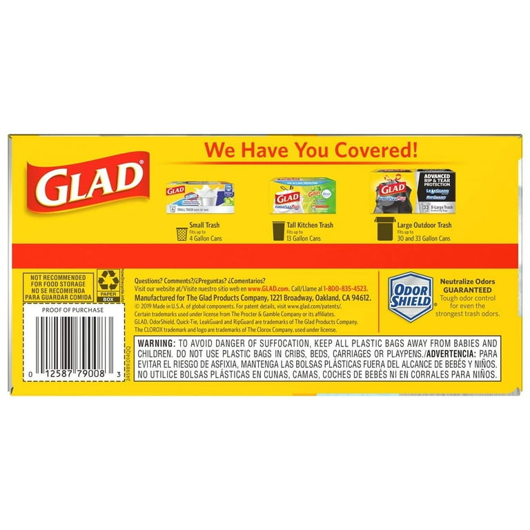 Glad® ForceFlex Tall Kitchen Drawstring Trash Bags - White, 13 Gal, 0.9  Mil, 100/Box - 70427