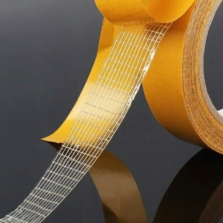 US Double Sided Tape Heavy Duty Fiberglass Adhesive Transparent Tape1.18 X15 ft 1 Pack in Yellow