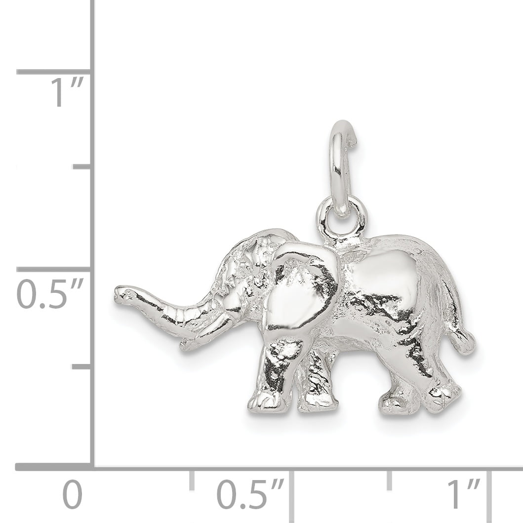 925 Sterling Silver Animal African Elephant Pendant 