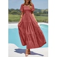 thumbnail image 3 of Vestido Maxi PRETTYGARDEN con Escote Cuadrado y Mangas Abullonadas Rosa Talla L, 3 of 8