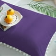 thumbnail image 6 of DNG Creations 4 Piece Pom Pom Sheet Set 100% Egyptian Cotton, White Pom-Pom Fringe Solid Pattern 12 Inch Deep Pocket ( Solid Purple - Queen ), 6 of 7