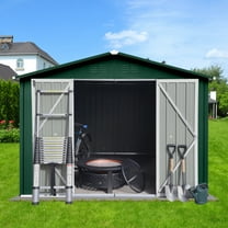 Zateety  Metal garden sheds 10ft×8ft outdoor storage sheds Green   White