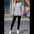thumbnail image 4 of Sudadera de Gran Tamaño para Mujer, Cuello Redondo, Larga, Jersey de , Ropa de Moda de Otoño con Bolsillo Gris XXL, 4 of 9
