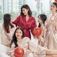 thumbnail image 2 of Women's Kimono Robes Short Satin Pure Color Bridal Party Robe with Oblique V-Neck, White XXL, 2 of 6
