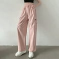 thumbnail image 2 of iHPH7 High Waisted Pants for Women Sweatpants Women Elastic Waist Pants for Women Outdoor Clothing Pantalon Cargo Mujer Loose Pants for Women Gym Pants Women Pink XXL, 2 of 8