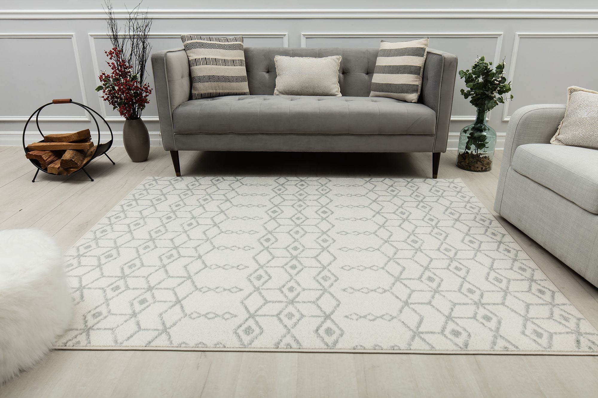 Mason Brooks Ryder KN50A Pearl Drops Moroccan Tribal White Area Rug, 2'6" x 4'