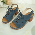 thumbnail image 6 of GERsome Women's Block Heels Open Toe Sandals Ankle Strap Casual Work Dress Shoes Comfort Summer Beach Sandals, Navy Size 5.5, 6 of 9