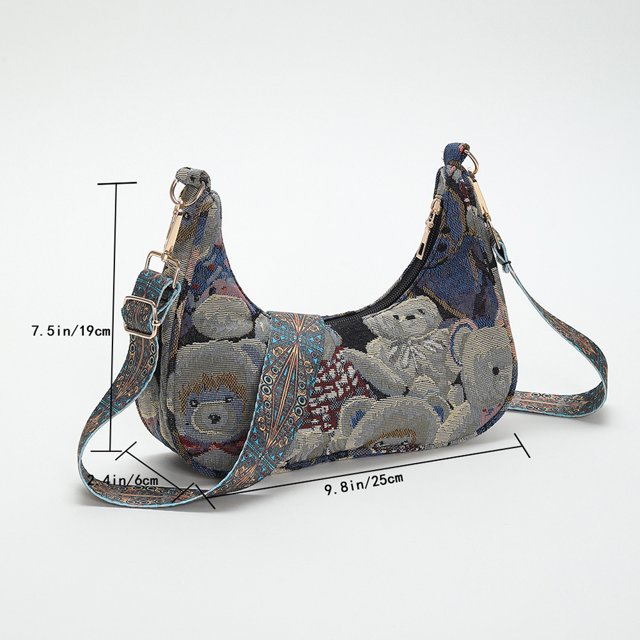 Bolso de compras de moda para mujer, bolso para axilas de oso Kawaii para regalo (tela azul Blet) Ndcxsfigh Para Estrenar