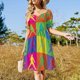 thumbnail image 4 of Vestido de manga corta con estampado de trastes para mujer, vestidos elegantes y chic para bodas y noches., 4 of 7