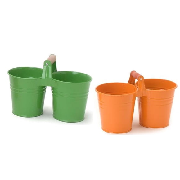 8122E AG-TA S-2 Enameled Galvanized Double Planter - Set of 2