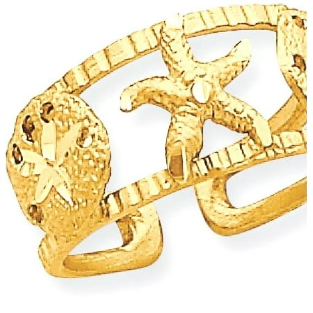 IceCarats 14k Yellow Gold Starfish Adjustable Cute Toe Ring Set Fine Jewelry Gift Set For Women Heart