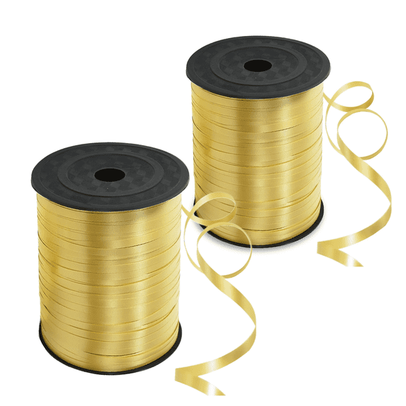 Mioerouu 2 Rolls Total 1000 Yards Gold Curling Ribbon, Balloon String Ribbon for Gift Wrapping, DIY Crafts, Party Decor, Ideal for Birthday, Graduation, Christmas & New Year Gift Bow Making Supplies
