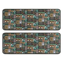 Kitchen Rugs Sets Of 2,Multicolor Bigfoot and Text Pattern Anti Fatigue Kitchen Mat Rugs Non Slip Washable,Decorative Kitchen Floor Mats for Kitchen,Sink,Laundry,17"x47" 17"x47"