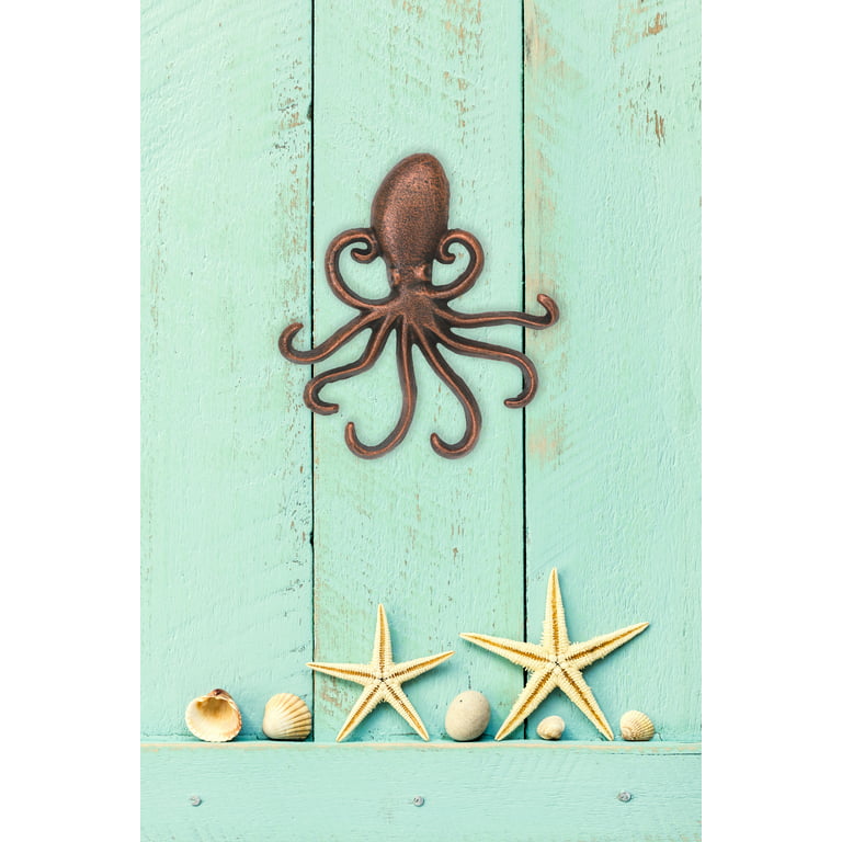 Decorative Cast Iron Octopus Wall Hook, Bronze