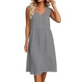 thumbnail image 7 of Admvng Women's Dress V Neck Sleeveless Casual Stretchy Summer Mid-Length Dress, 7 of 7