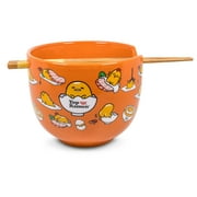 Sanrio Gudetama Japanese Top Ramen Dinnerware Set | 20-Ounce Ramen Bowl, Chopsticks