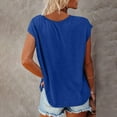 thumbnail image 4 of Blue Women's Short Sleeve T-shirt, Women Cap Sleeve Summer Casual Tops V Neck Solid Color Casual Shirts Loose Fit Blouse,Women's Short sleeve T-shirt S, 4 of 6