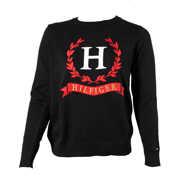 Sueter Tommy Hiliger Icons Mujer Escudo Logo Invierno Moda negro L Tommy Hilfiger 76A4704 410