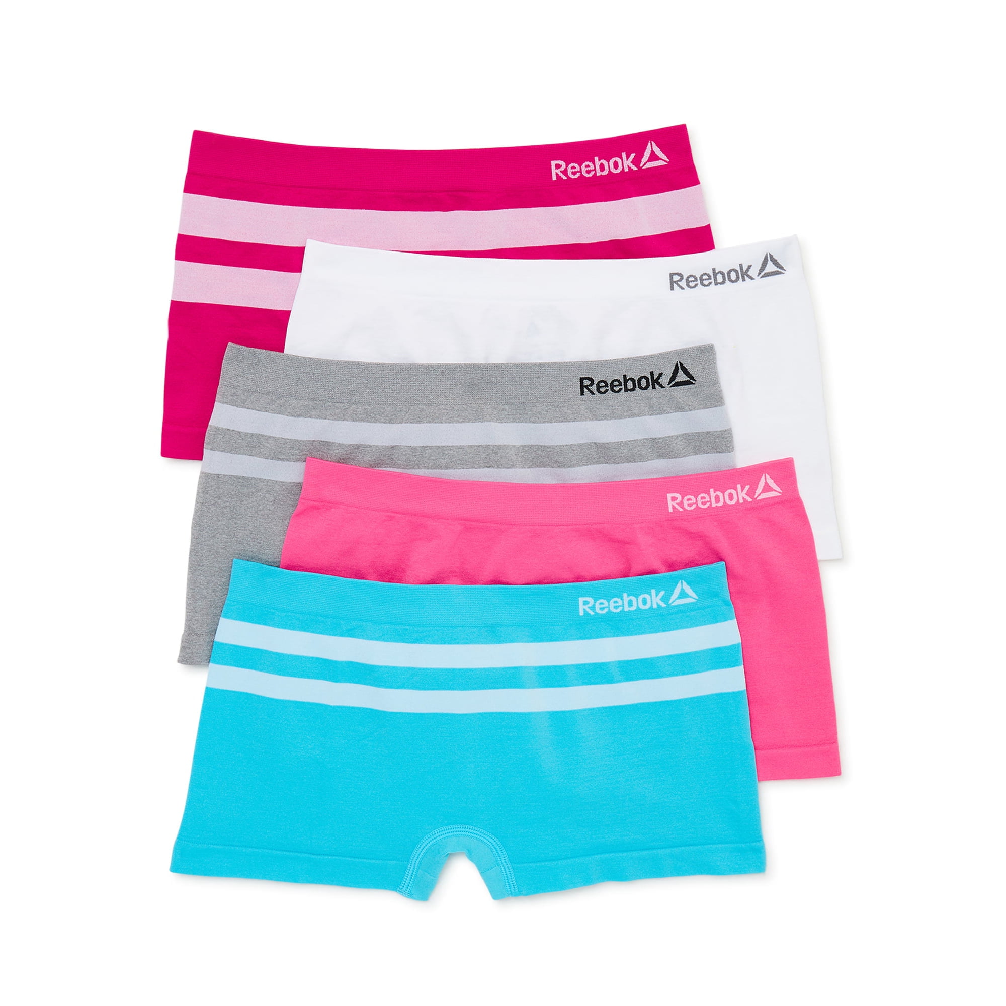 Reebok Women’s Underwear – Seamless High Waist Brief Panties (5 Pack)  Navy/Grey/White/Pink, Size Large