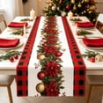 thumbnail image 2 of Hvmvliv 12x71 Inch Christmas Linen Table Banner with Festive Holiday Patterns for Dining Table Home Party Table Runners Decoration Multicolor, 2 of 6