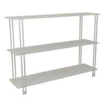 Rasha 3 Tier Storage Rack Rack, Spacious Shelves, White Metal, 44 Inch