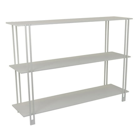 Rasha 3 Tier Storage Rack Rack, Spacious Shelves, White Metal, 44 Inch