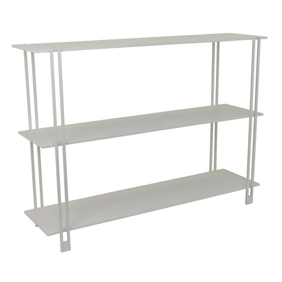 Rasha 3 Tier Storage Rack Rack, Spacious Shelves, White Metal, 44 Inch